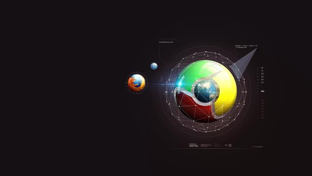 logo, Mozilla Firefox, Google Chrome, minimalism, digital art, HD wallpaper