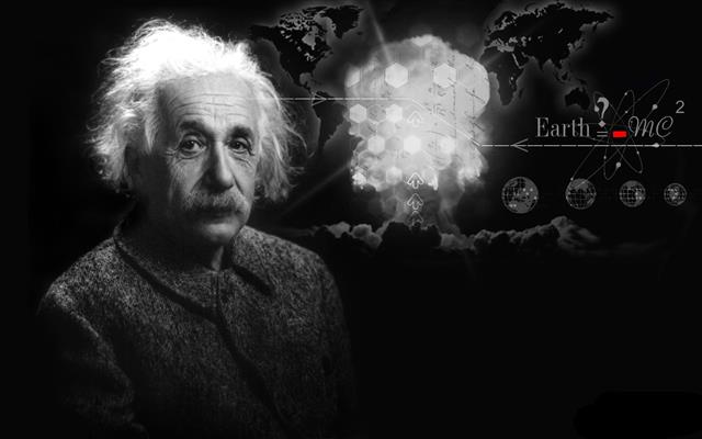 Albert Einstein illustration with text overlay, face, background, HD wallpaper