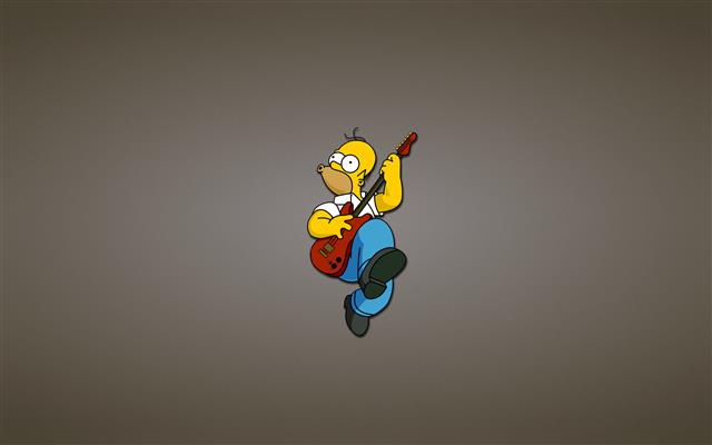 The Simpsons Homer playing guitar digital wallpaper, red, Homer Simpson, HD wallpaper