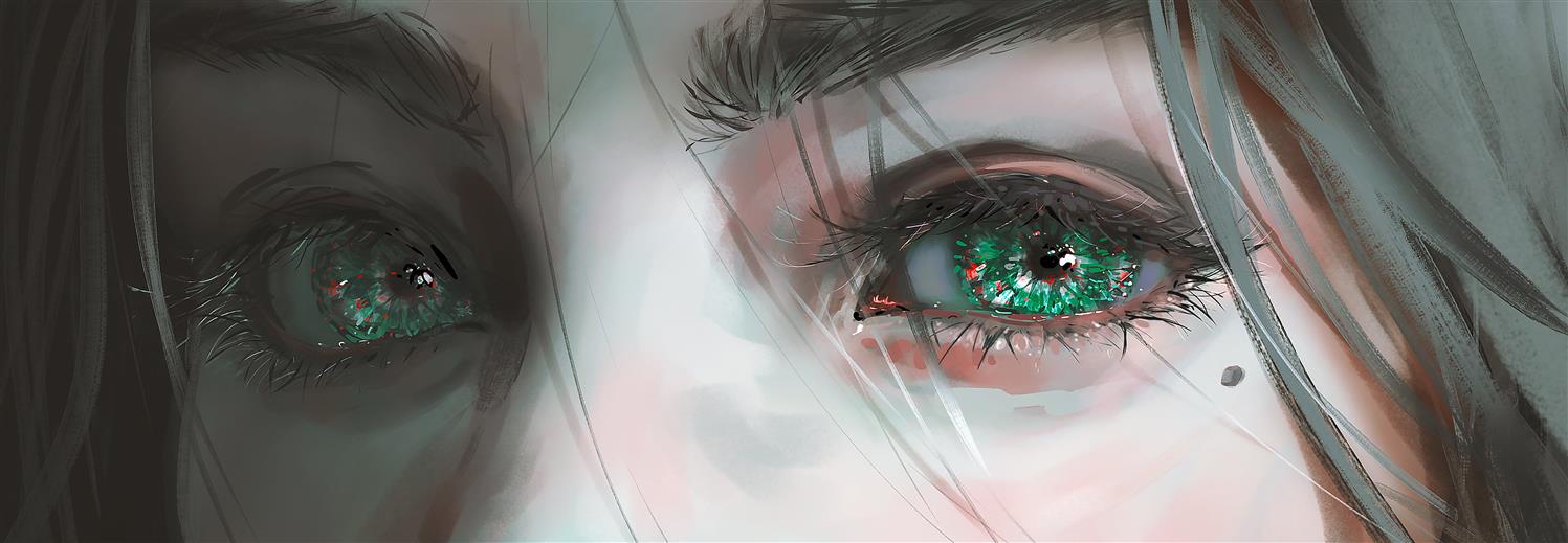 drawing, digital art, fantasy art, fantasy girl, eyes, green eyes, HD wallpaper