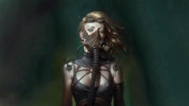 1920x1080 px Blonde cleavage cyberpunk Gas Masks science fiction tubes Abstract Breaking Bad HD Art, HD wallpaper