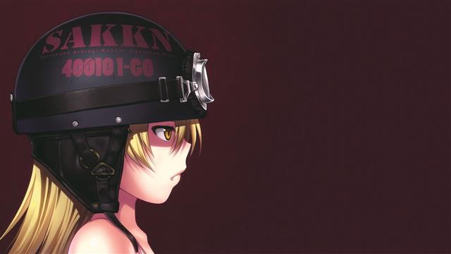 yellow haired girl anime character illustration, helmet, blonde, HD wallpaper