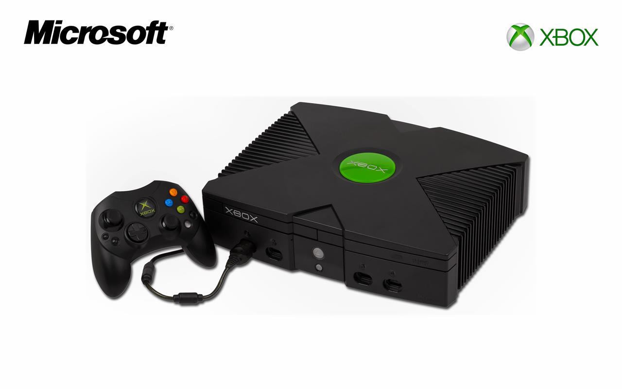 black Xbox Original console with controller, Microsoft, consoles, HD wallpaper