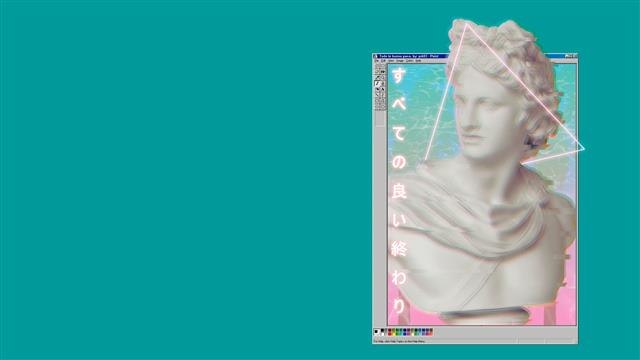 vaporwave, Windows 95, classical art, simple background, one person, HD wallpaper