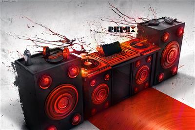 DJ controller on top of PA speaker digital wallpaper, music, CGI, HD wallpaper