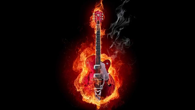 music fire guitars black background 1920x1080 Entertainment Music HD Art, HD wallpaper