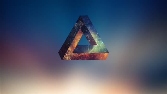 green and brown triangle wallpaper, abstract, space, stars, Penrose triangle, HD wallpaper