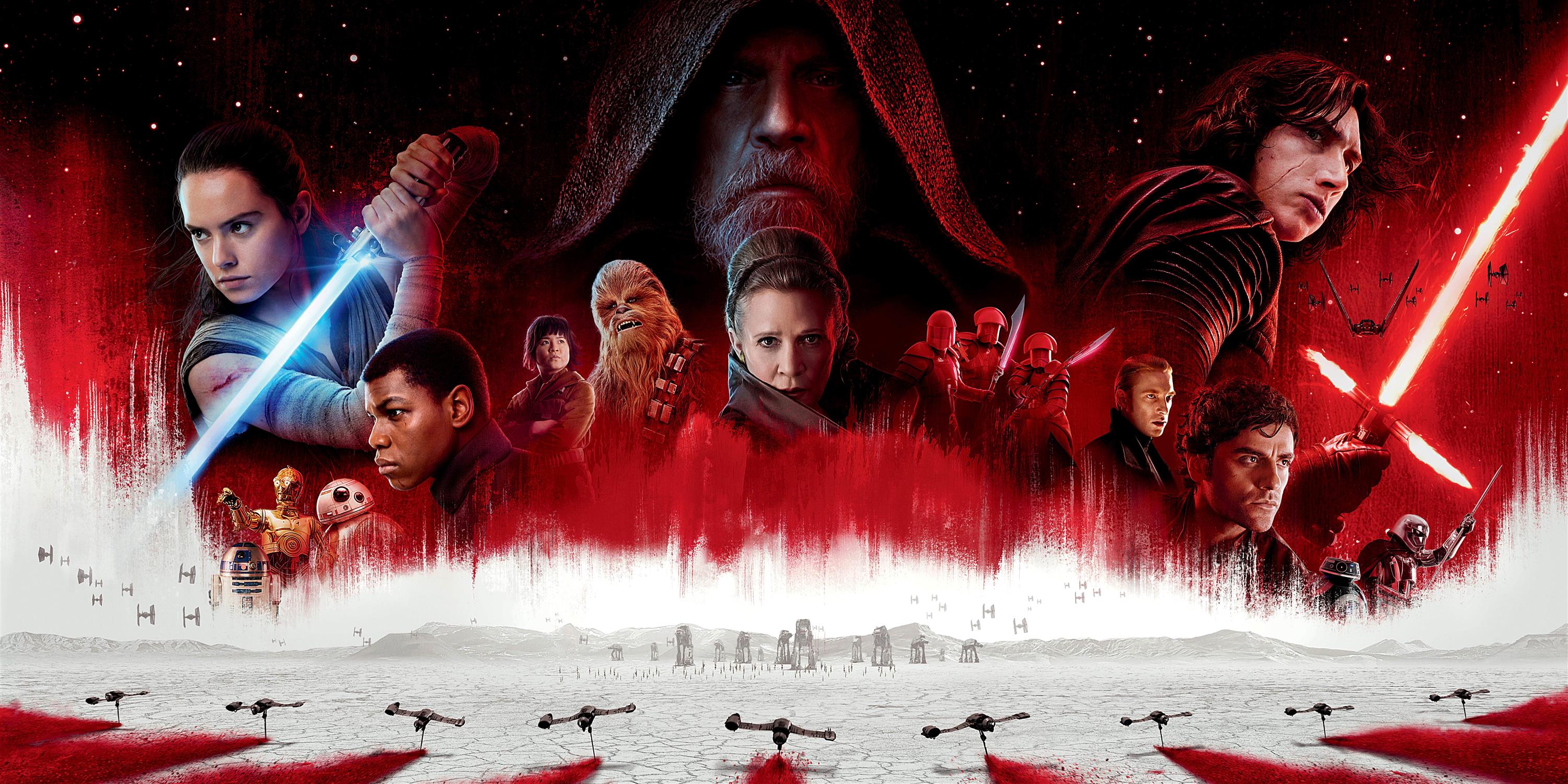 Star Wars: The Last Jedi, Luke Skywalker, lightsaber, group of people, HD wallpaper