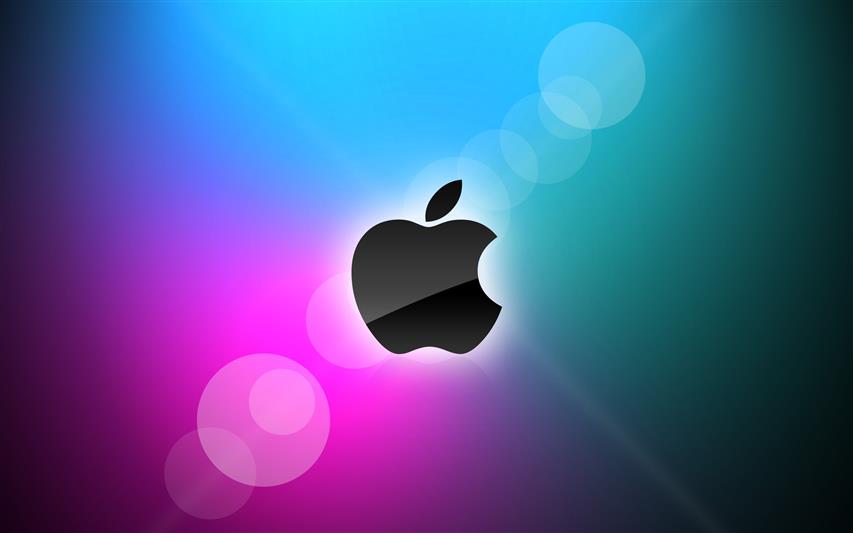 Apple blue and purple background, apple logo, HD wallpaper