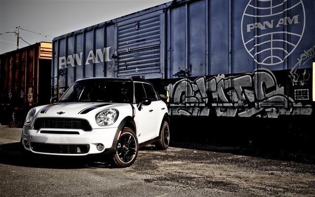 white and black Mini Cooper, car, Mini Countryman, transportation, HD wallpaper