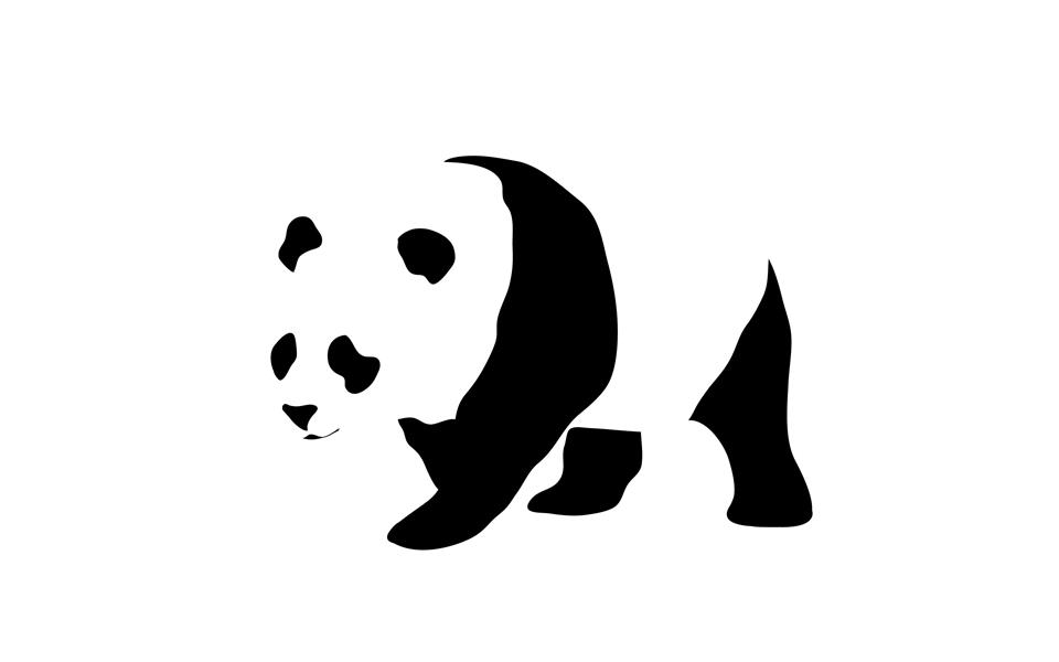 Panda logo, minimalism, animals, studio shot, white background, HD wallpaper