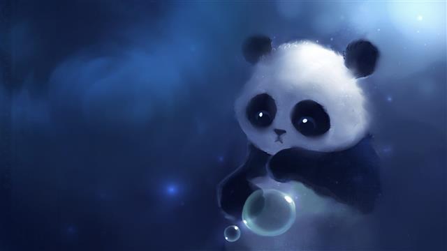 panda wallpaper, artwork, Apofiss, animals, bubbles, fantasy art, HD wallpaper