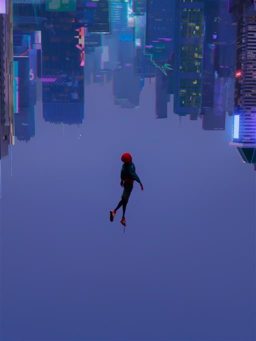 Spider-Man, Miles Morales, artwork, upside down, cityscape, HD wallpaper