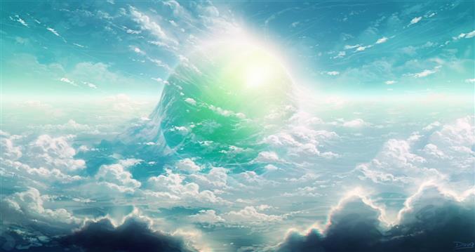 cloudy sky illustration, fantasy art, digital art, sphere, clouds, HD wallpaper