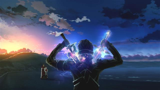 person holding two swords digital wallpaper, Sword Art Online, HD wallpaper