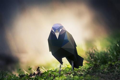 black and blue bird painting, nature, animals, birds, low poly, HD wallpaper