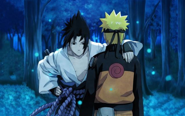 Uchiha Sasuke and Uzumaki Naruto, anime, Japanese Art, Naruto Shippuuden, HD wallpaper