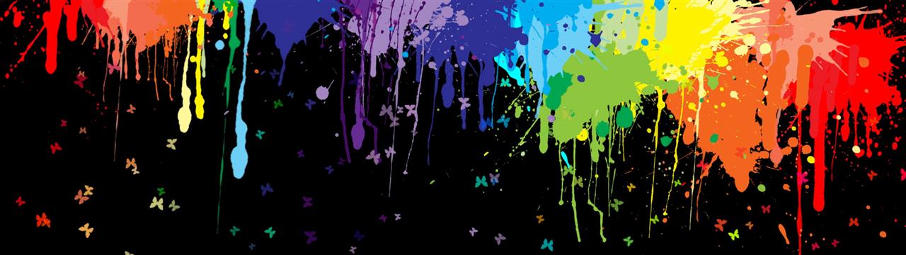 red, blue, purple, and green splash paint artwork, paint splatter, HD wallpaper