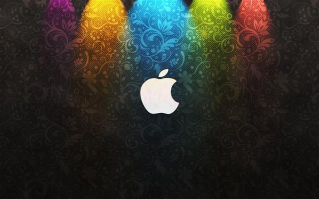 Apple logo with assorted colored floral background, Apple Inc., HD wallpaper