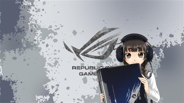Republic of Gamers logo, anime girls, one person, front view, HD wallpaper
