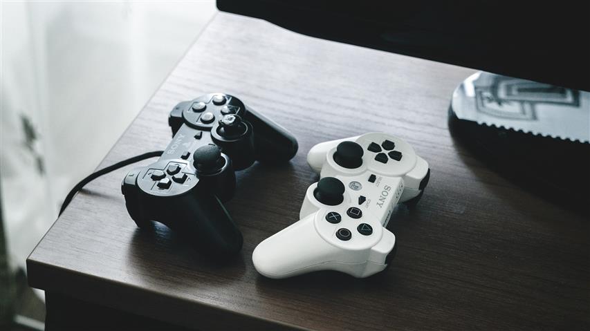 two black and white Sony PS3 DualShock 3, playstation, joystick, HD wallpaper