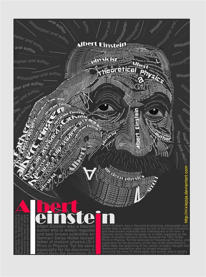 Albert Einstein poster, typography, typographic portraits, transfer print, HD wallpaper