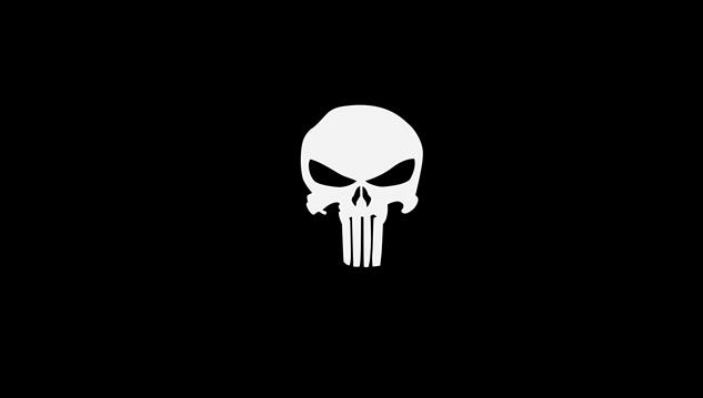 The Punisher logo, simple, copy space, spooky, black background, HD wallpaper