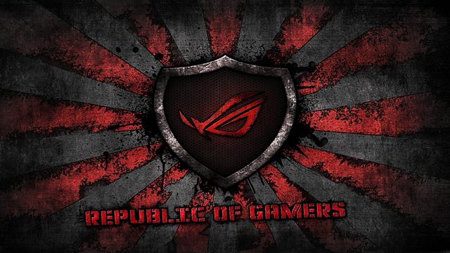 Republic of Gamers logo, red, grey, background, brand, asus, rog, HD wallpaper