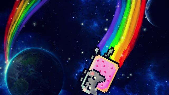 Nyan cat wallpaper, night, space, star - space, multi colored, HD wallpaper