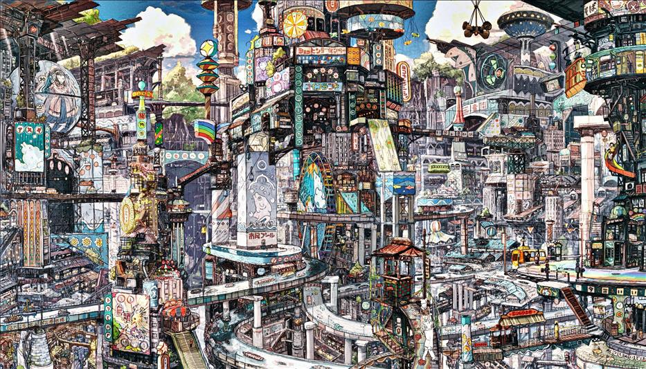 multicolored painting, future city illustration, anime, cityscape, HD wallpaper