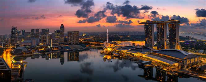 low light photographed of high-rise buildings, singapore, singapore, HD wallpaper