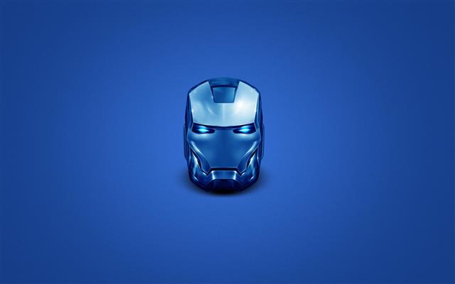 Iron Man, head, helmet, superhero, blue, simple background, HD wallpaper