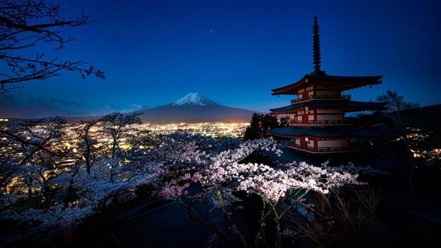 spring, yamanashi, fujiyoshida, chureito pagoda, japan, mount fuji, HD wallpaper