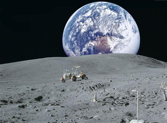 moon and planet earth, space, Wallpaper, the moon, NASA, lunar vehicle, HD wallpaper