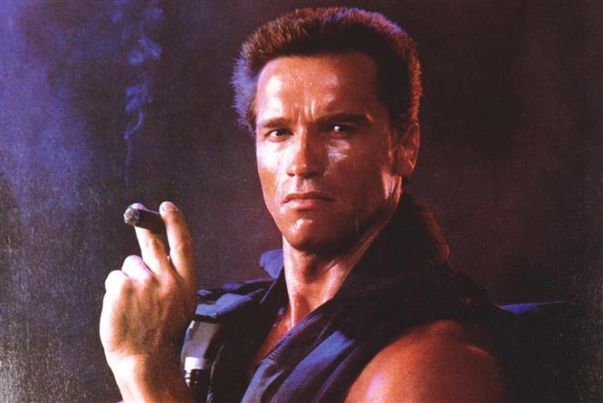 Arnold Schwarzenegger, man, actor, cigar, Commando, John Matrix, HD wallpaper