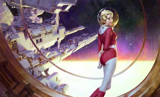 science fiction, astronaut, artwork, retro science fiction, HD wallpaper