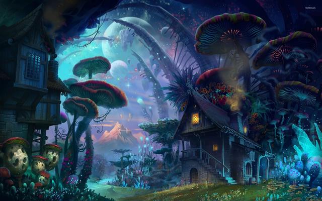 trippy, psychedelic, mushroom, magic mushrooms, fantasy art, HD wallpaper