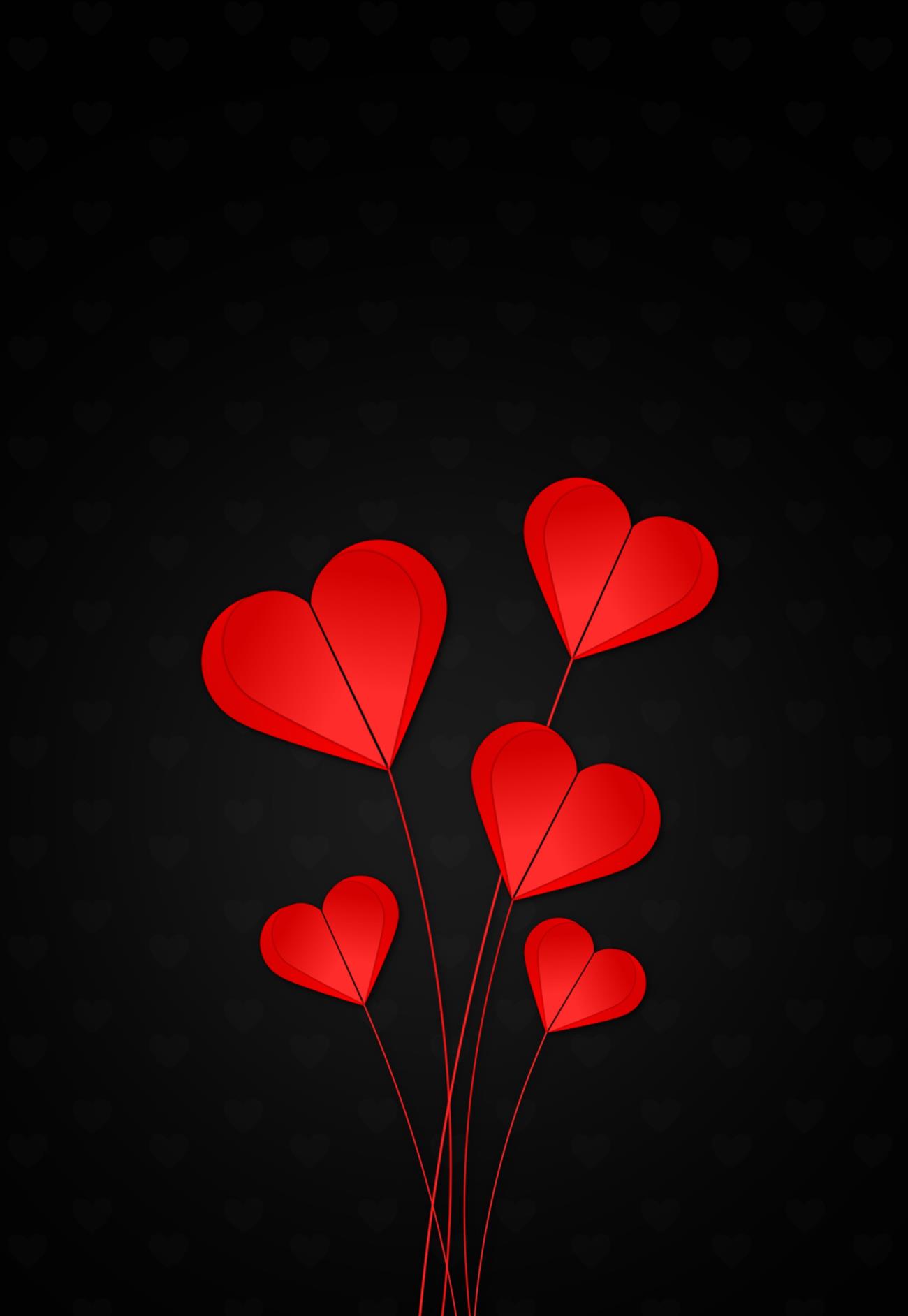 red hearts illustration, black background, love, heart Shape, HD wallpaper