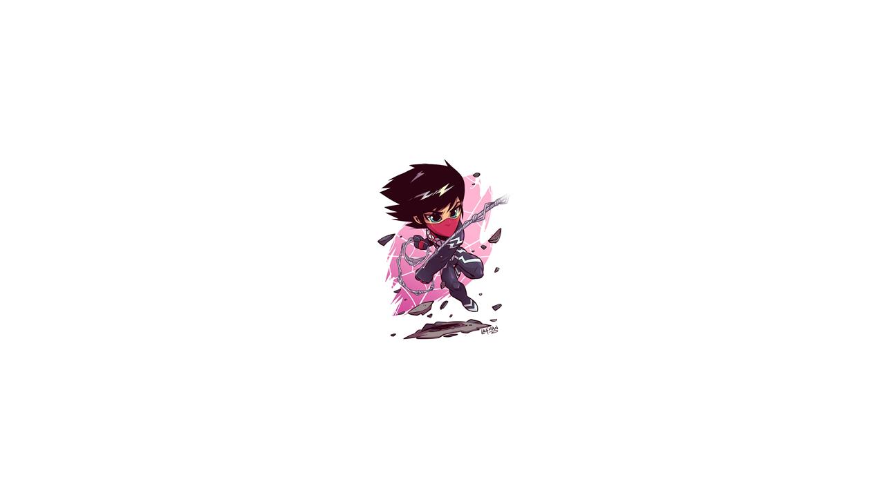 chibi, minimalism, Silk (Marvel character), Marvel Comics, Marvel Heroes, HD wallpaper