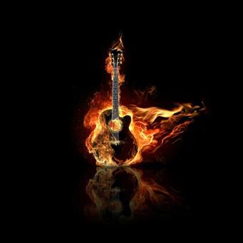 Art Design, Abstract, Dark Background, Guitar On Fire, Fire, Burning, HD wallpaper