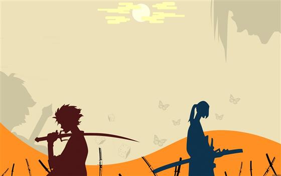 Samurai wallpaper, anime, Samurai Champloo, real people, silhouette, HD wallpaper