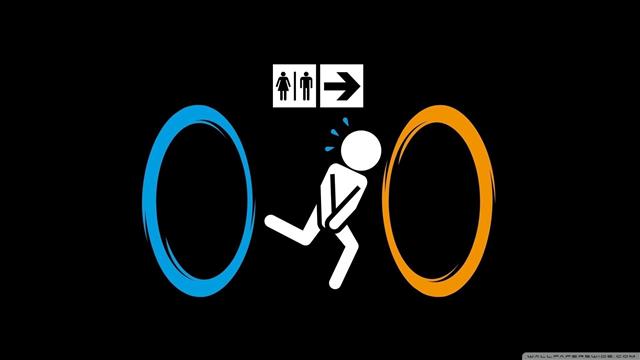 bathroom signage, Portal (game), humor, simple background, black background, HD wallpaper
