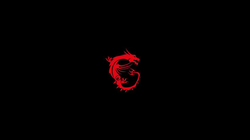 msi, computer, logo, hd, dragon, black, red, black background, HD wallpaper