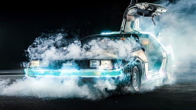 green vehicle wallpaper, Back to the Future, DeLorean, time travel, HD wallpaper