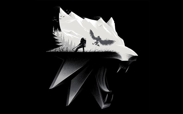 black and white wolf illustration, The Witcher, video games, The Witcher 3: Wild Hunt, HD wallpaper