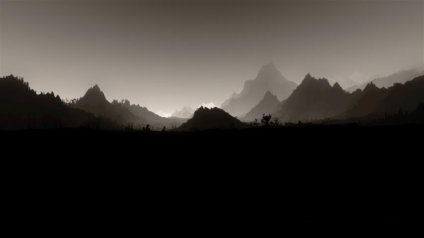 silhouette of mountains, The Elder Scrolls V: Skyrim, landscape, HD wallpaper