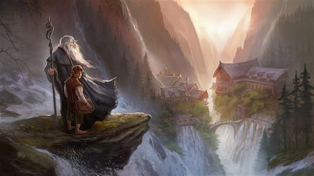 Gandalf and Bilbo Baggins - The Hobbit, the hobbit painting, artistic, HD wallpaper