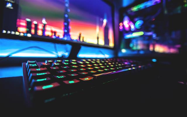 neon, keyboards, computer, PC gaming, colorful, HD wallpaper