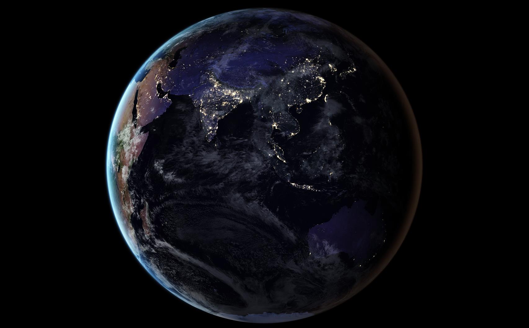 Asia, Earth at Night from Space, Planet, Lights, Nasa, india, HD wallpaper