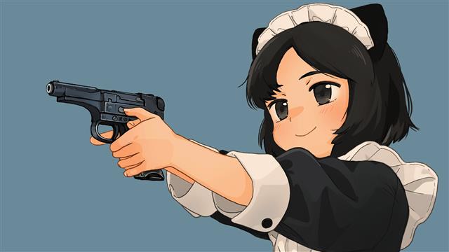 anime, manga, anime girls, simple background, minimalism, pistol, HD wallpaper